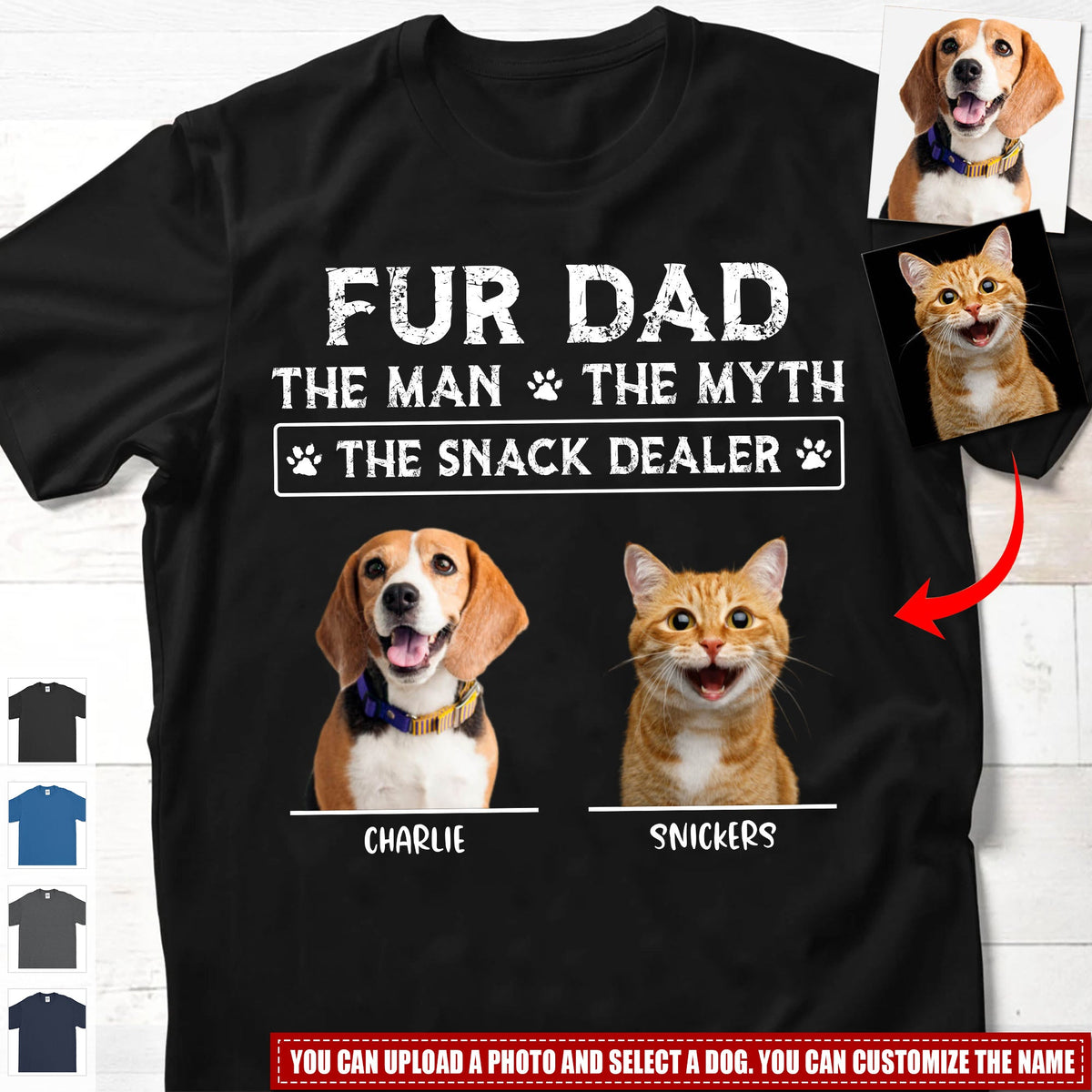 The Man The Myth The Snack Dealer Personalized Custom Photo Dog Cat Dad Shirt