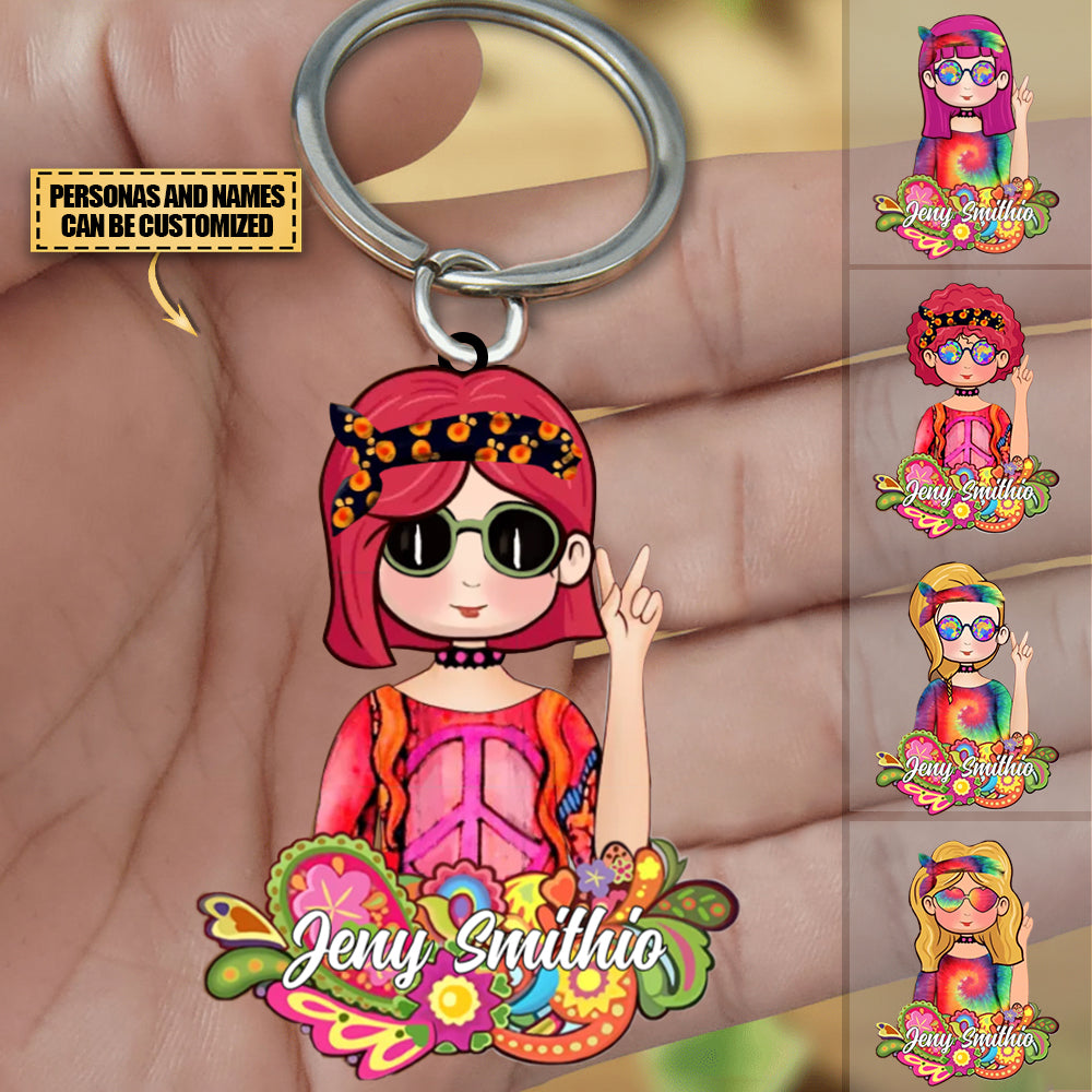 Personalized Hippie Acrylic Keychain