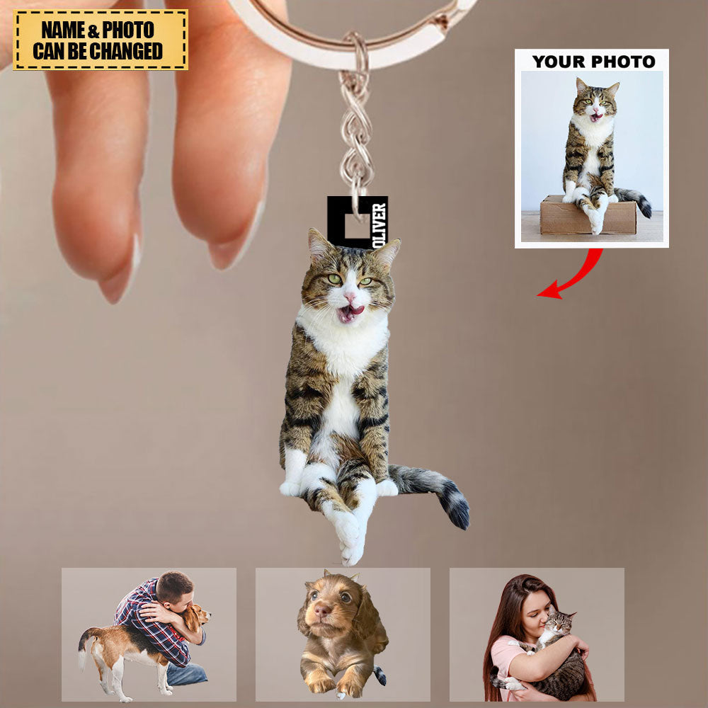 Personalized Keychain - Gift For Pet Lover, Dog Mom, Dog Dad - Custom Your Photo Acrylic Keychain