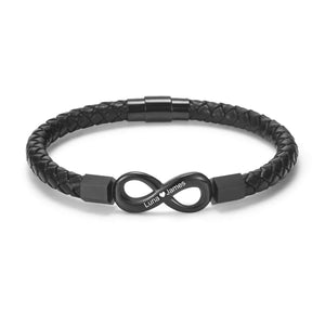 Personalized 2 Names Infinity Leather Bracelet - Gift For Couple