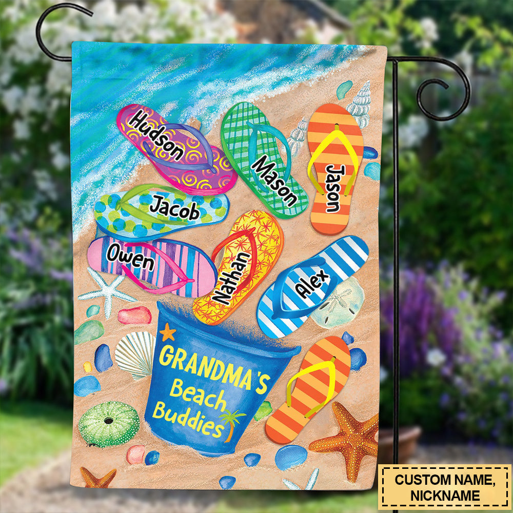 Nana's Beach Buddies Summer Flip Flop Personalized Flag