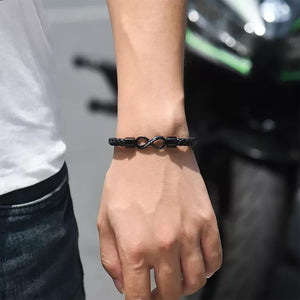 Personalized 2 Names Infinity Leather Bracelet - Gift For Couple