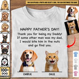 Thank You Being Daddy Dog Cat Dad Shirt Personalized Custom Photo Dog Cat Dad Shirt